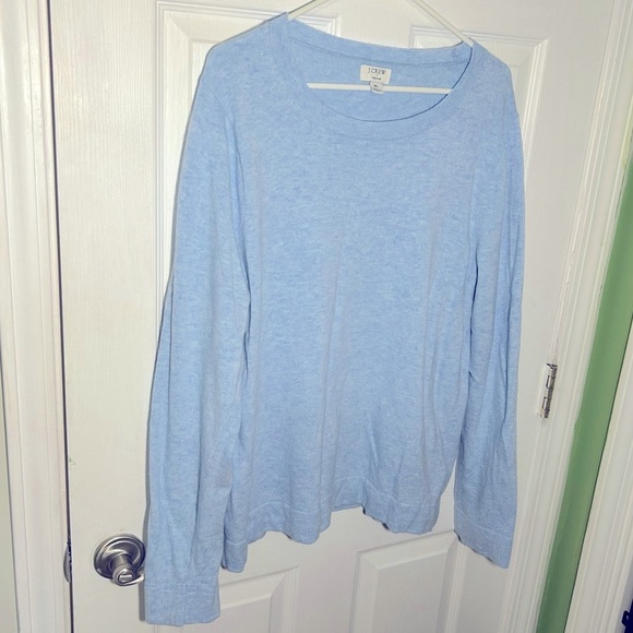 J. Crew Women Teddie Sweater X-Large Blue Preppy Coquette Wool Cotton Crewneck - Picture 3 of 13